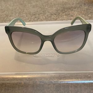 Prada SPR 24Q Green Mint Gray Frame Sunglasses